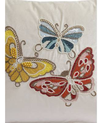 Eyda Velvet White Color Beaded Sequin Set of 2 Cushion Cover 2