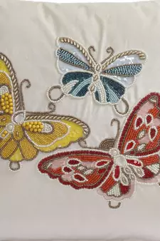 Eyda Velvet White Color Beaded Sequin Set of 2 Cushion Cover