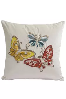 Eyda Velvet White Color Beaded Sequin Set of 2 Cushion Cover