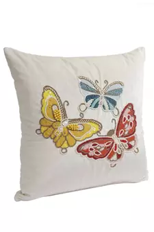 Eyda Velvet White Color Beaded Sequin Set of 2 Cushion Cover
