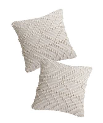 Eyda Off White Hand Woven Cotton Set of 2 Cushion Cover 1