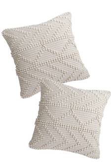 Eyda Off White Hand Woven Cotton Set of 2 Cushion Cover