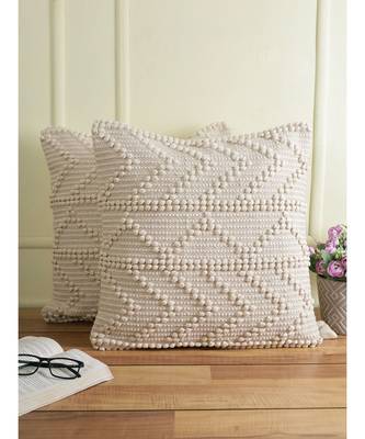 Eyda Off White Hand Woven Cotton Set of 2 Cushion Cover 3
