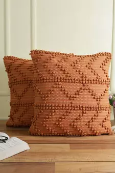 Eyda Rust Hand Woven Cotton Set of 2 Cushion Cover