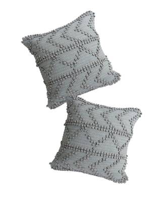 Eyda Grey Hand Woven Cotton Set of 2 Cushion Cover 1