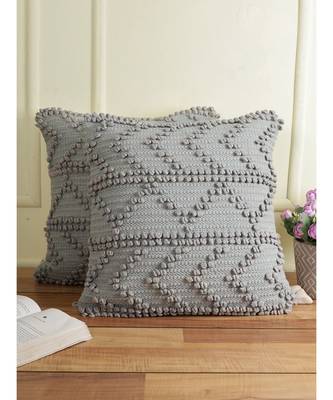 Eyda Grey Hand Woven Cotton Set of 2 Cushion Cover 3