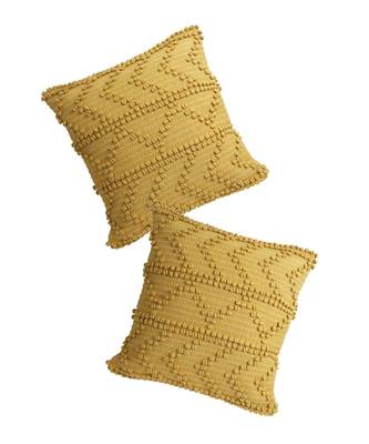 Eyda Yellow Hand Woven Cotton Set of 2 Cushion Cover 1