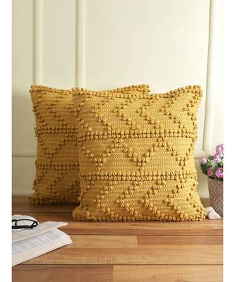 Eyda Yellow Hand Woven Cotton Set of 2 Cushion Cover 3
