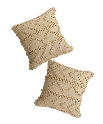 Eyda Beige Hand Woven Cotton Set of 2 Cushion Cover 1