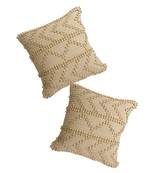 Eyda Beige Hand Woven Cotton Set of 2 Cushion Cover