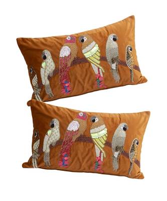 Eyda Velvet Copper Color Beaded Sequin Set of 2 Cushion Cover 1