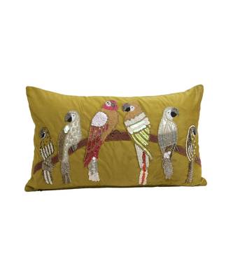 Eyda Velvet Olive Green Color Beaded Sequin Set of 2 Cushion Cover 4