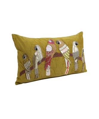 Eyda Velvet Olive Green Color Beaded Sequin Set of 2 Cushion Cover 5