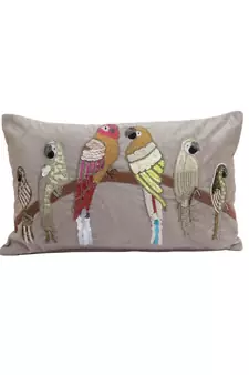 Eyda Velvet Grey Color Beaded Sequin Set of 2 Cushion Cover