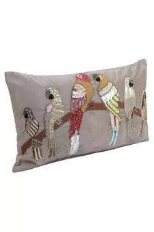 Eyda Velvet Grey Color Beaded Sequin Set of 2 Cushion Cover