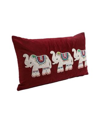 Eyda Velvet Maroon Color Beaded Sequin Set of 2 Cushion Cover 5