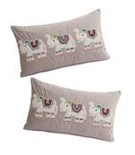 Eyda Velvet Grey Color Beaded Sequin Set of 2 Cushion Cover