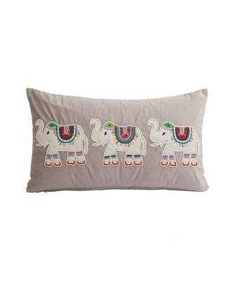 Eyda Velvet Grey Color Beaded Sequin Set of 2 Cushion Cover 4