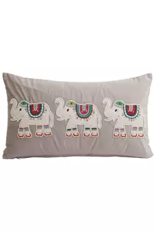 Eyda Velvet Grey Color Beaded Sequin Set of 2 Cushion Cover