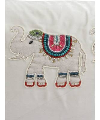 Eyda Velvet White Color Beaded Sequin Set of 2 Cushion Cover 2