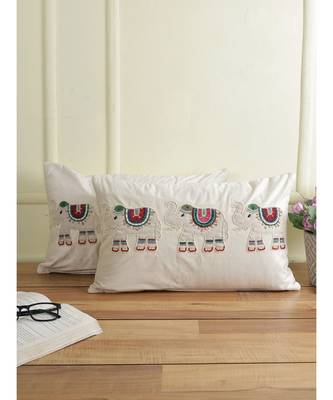 Eyda Velvet White Color Beaded Sequin Set of 2 Cushion Cover 3