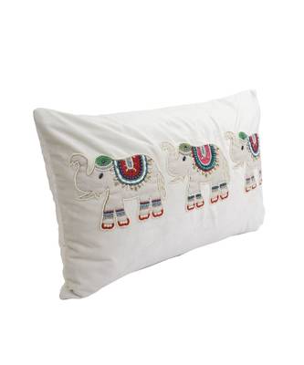 Eyda Velvet White Color Beaded Sequin Set of 2 Cushion Cover 5