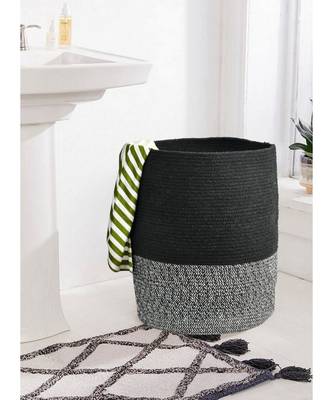 Black, White Zigzag, Laundry Basket, 14x17 inches 2