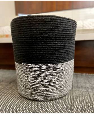 Black, White Zigzag, Laundry Basket, 14x17 inches 4