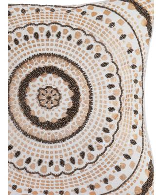 Eyda Ivory Beaded Cotton Set of 2 Cushion Cover 1
