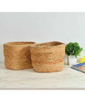 Jute Plain Storage Basket Square, plain, 18x18 cm 1