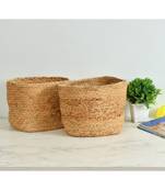 Jute Plain Storage Basket Square, plain, 18x18 cm