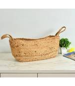 Jute Plain Storage Basket, Rectangle, Handles, 40x20 cm