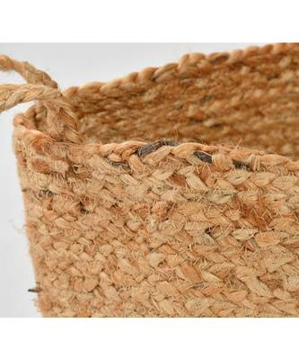 Jute Plain Storage Basket, Rectangle, Handles, 40x20 cm 4