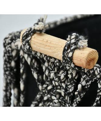 Macrame Wireframe Shelf Basket, Black, Small 2