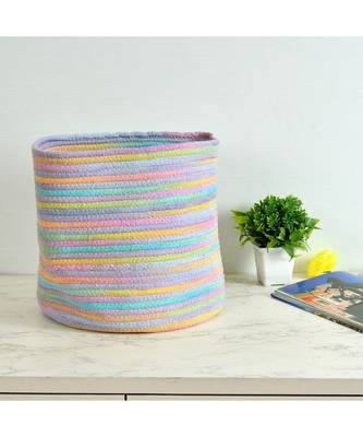 Colorful stripes cotton basket, Multi Color, 12x12 inches 1