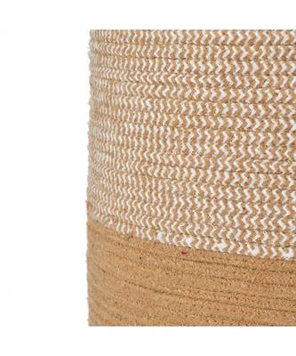 Top Criss Cross Round Basket, White, Beige, 12x12 3
