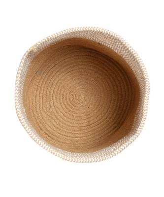 Top Criss Cross Round Basket, White, Beige, 12x12 4