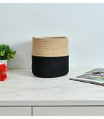 Jute Basket | Black Bottom | 8x8x8 Inches | Pack of 1