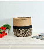 Jute Basket | Black Zigzag, Circle | 11 Inches | Pack of 1