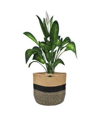 Jute Basket | Black Zigzag, Circle | 11 Inches | Pack of 1 2