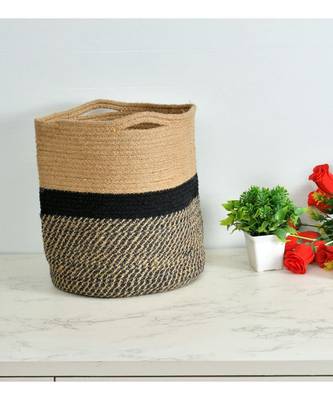 Jute Basket | Black Zigzag, Circle | 12 inches 1