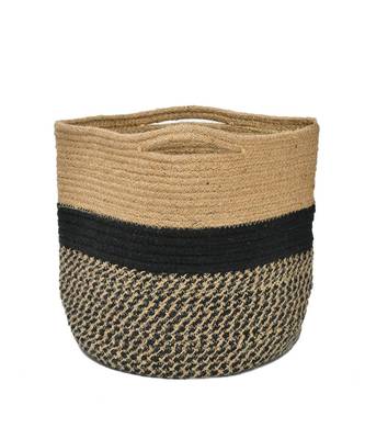 Jute Basket | Black Zigzag, Circle | 14 Inches | Pack of 1 4