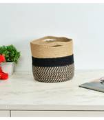 Jute Basket | Black Zigzag, Circle | 8 inches | Pack of 1