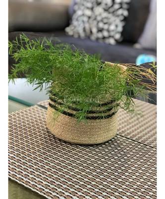 Jute Basket, Black Circle, Small, 6 Inches, Pack of 1 2
