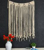 Macrame Backdrop Wall Hanging Curtain, Top Design, Broad, 35x45 Inches, Off-White
