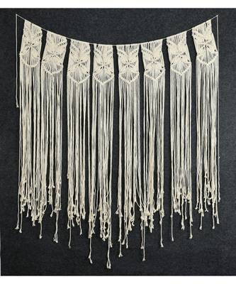 Macrame Backdrop Leaf pattern Wall Hanging Curtain, Top Design, Broad, 49x53 Inches, Off-White 1