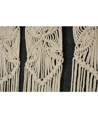 Macrame Backdrop Leaf pattern Wall Hanging Curtain, Top Design, Broad, 49x53 Inches, Off-White 2