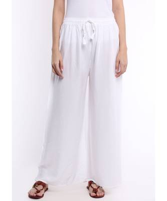 Women's Solid Rayon White Palazzo 1