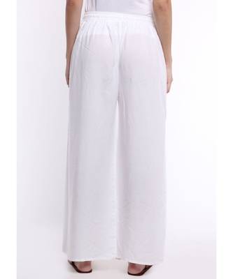 Women's Solid Rayon White Palazzo 5