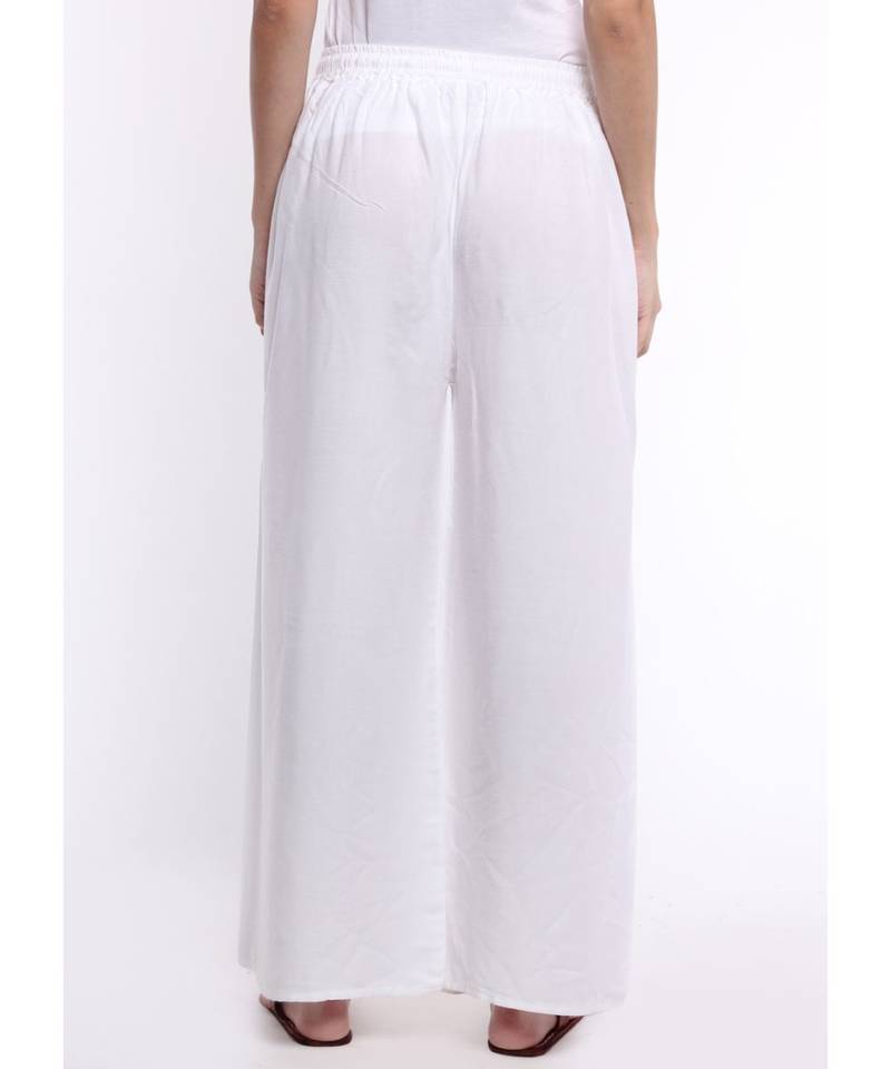 Women's Solid Rayon White Palazzo